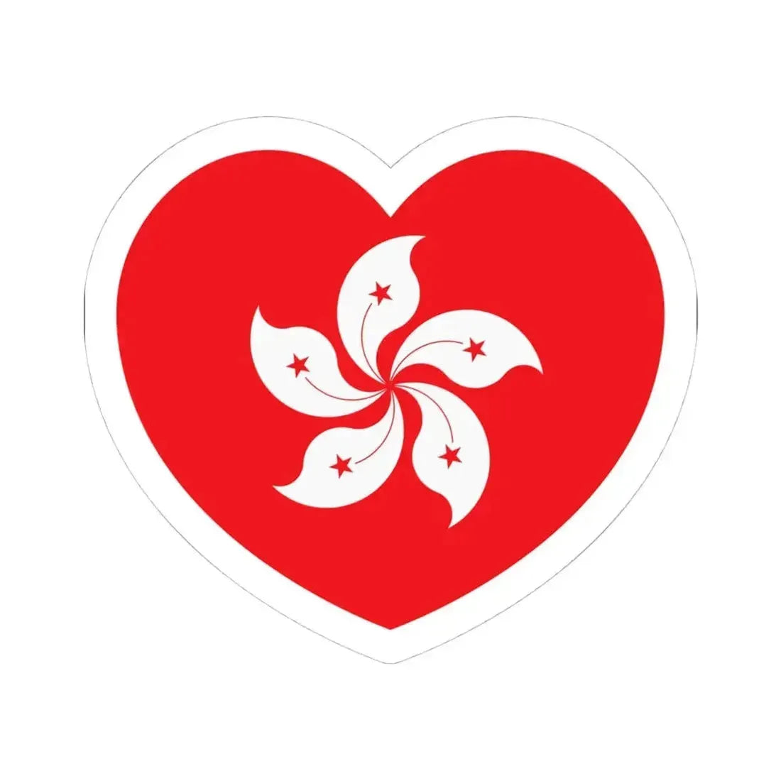 Heart Flag of Hong Kong - STICKER Vinyl Kiss-Cut Decal 4 Inch White - The Sticker Space