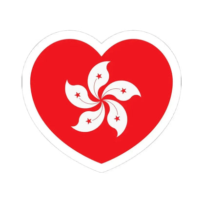Heart Flag of Hong Kong - STICKER Vinyl Kiss-Cut Decal 4 Inch White - The Sticker Space
