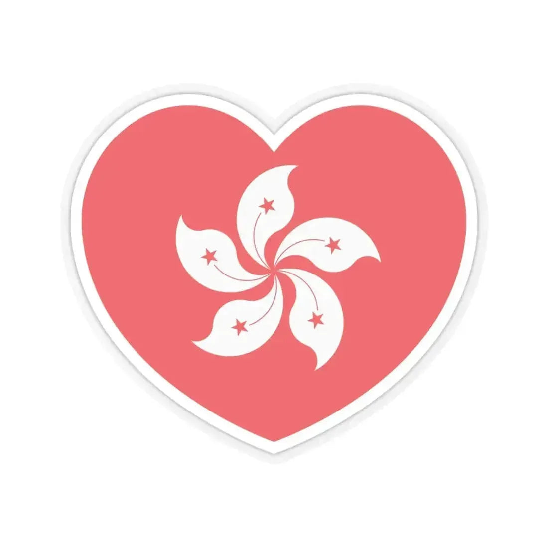Heart Flag of Hong Kong - STICKER Vinyl Kiss-Cut Decal 6 Inch Transparent - The Sticker Space