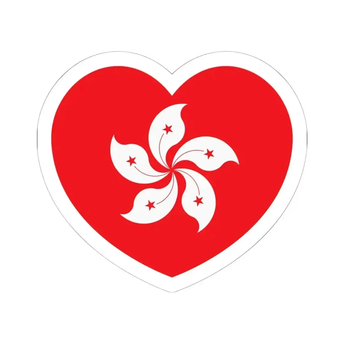 Heart Flag of Hong Kong - STICKER Vinyl Kiss-Cut Decal 6 Inch White - The Sticker Space