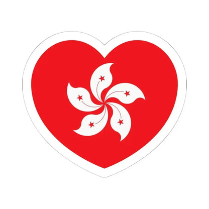 Heart Flag of Hong Kong - STICKER Vinyl Kiss-Cut Decal 6 Inch White - The Sticker Space