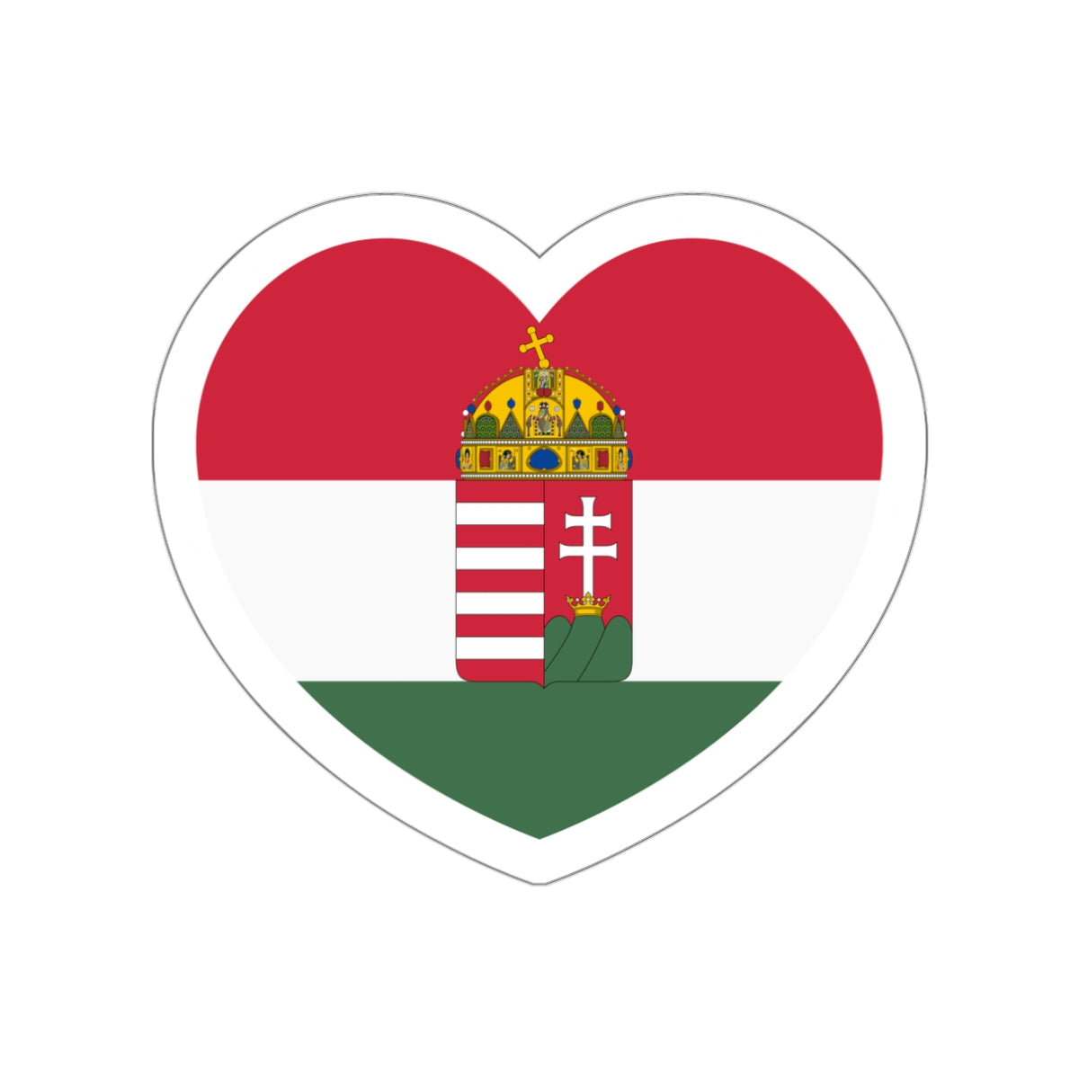 Heart Flag of Hungary 1848-1849, 1867-1869 - STICKER Vinyl Die-Cut Decal-White-The Sticker Space