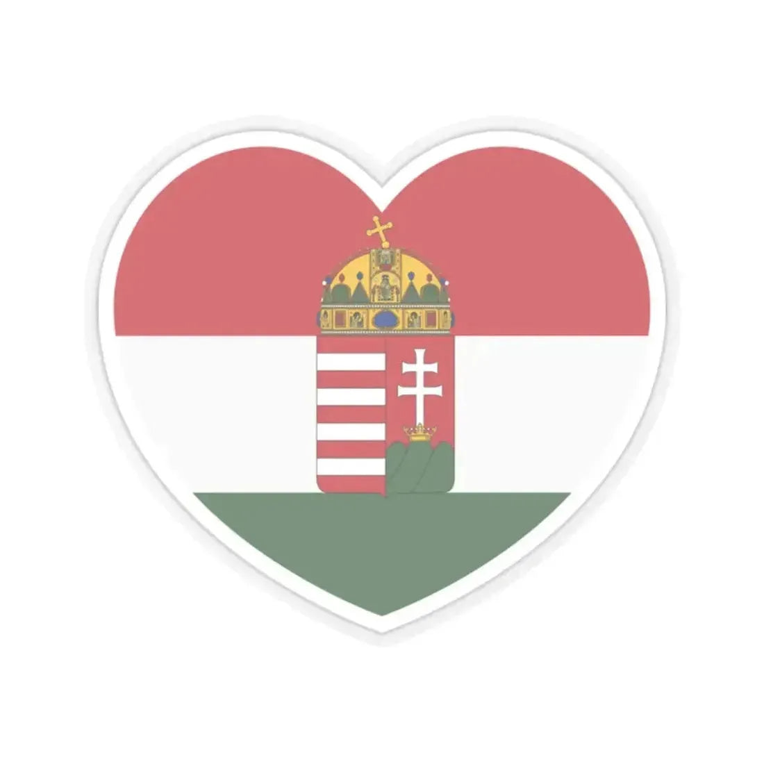 Heart Flag of Hungary 1848-1849, 1867-1869 - STICKER Vinyl Kiss-Cut Decal 2 Inch Transparent - The Sticker Space