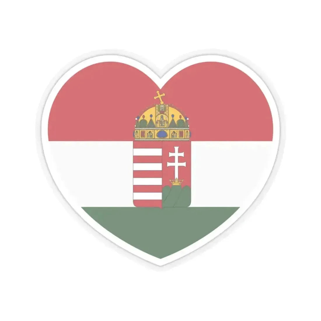 Heart Flag of Hungary 1848-1849, 1867-1869 - STICKER Vinyl Kiss-Cut Decal 3 Inch Transparent - The Sticker Space