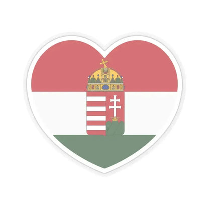 Heart Flag of Hungary 1848-1849, 1867-1869 - STICKER Vinyl Kiss-Cut Decal 3 Inch Transparent - The Sticker Space