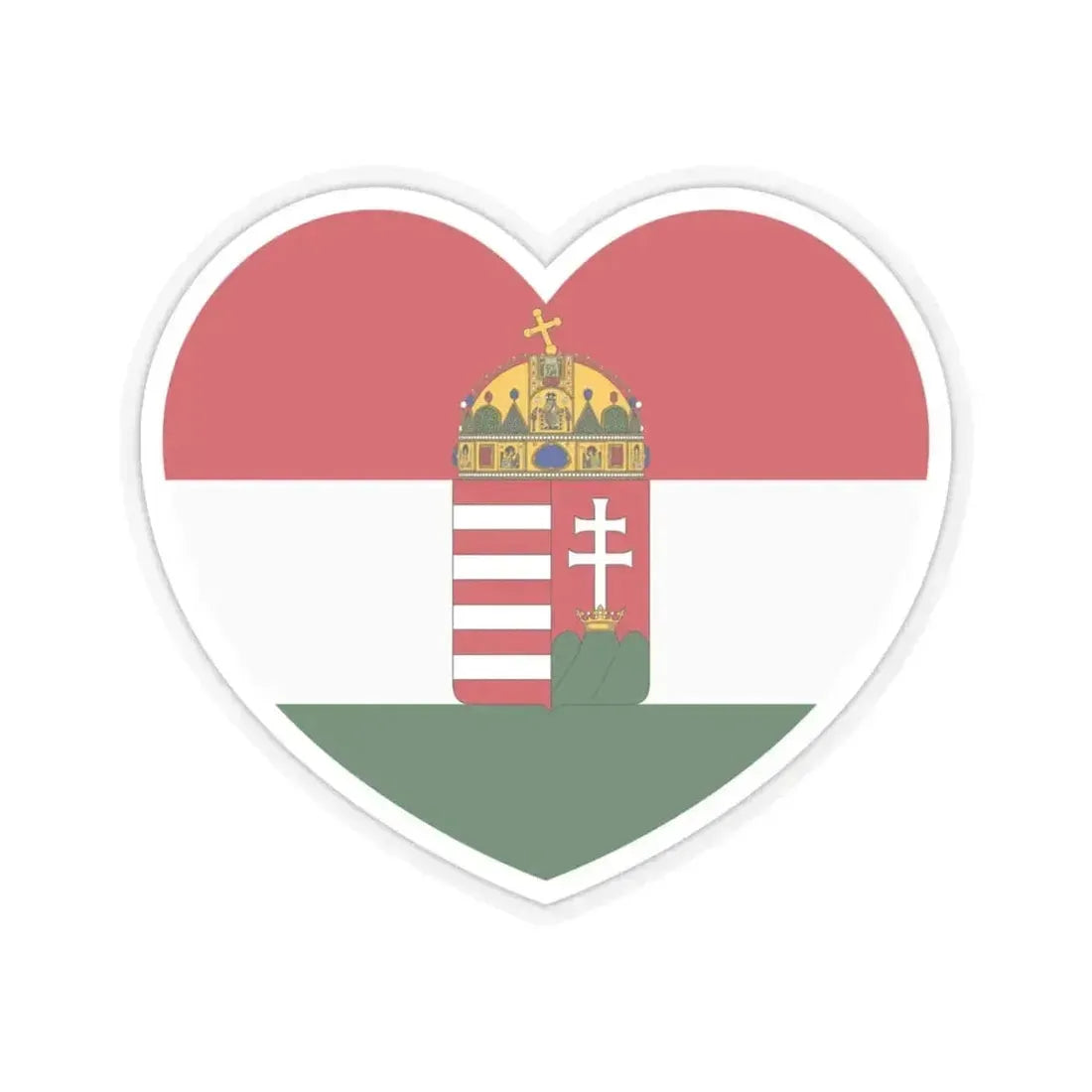 Heart Flag of Hungary 1848-1849, 1867-1869 - STICKER Vinyl Kiss-Cut Decal 4 Inch Transparent - The Sticker Space