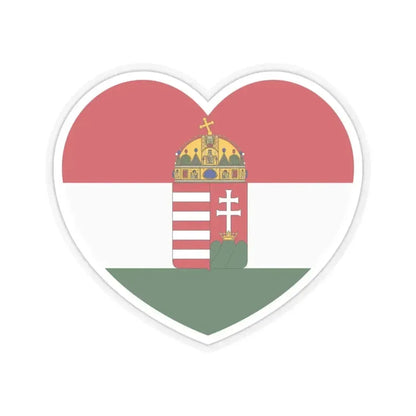 Heart Flag of Hungary 1848-1849, 1867-1869 - STICKER Vinyl Kiss-Cut Decal 4 Inch Transparent - The Sticker Space