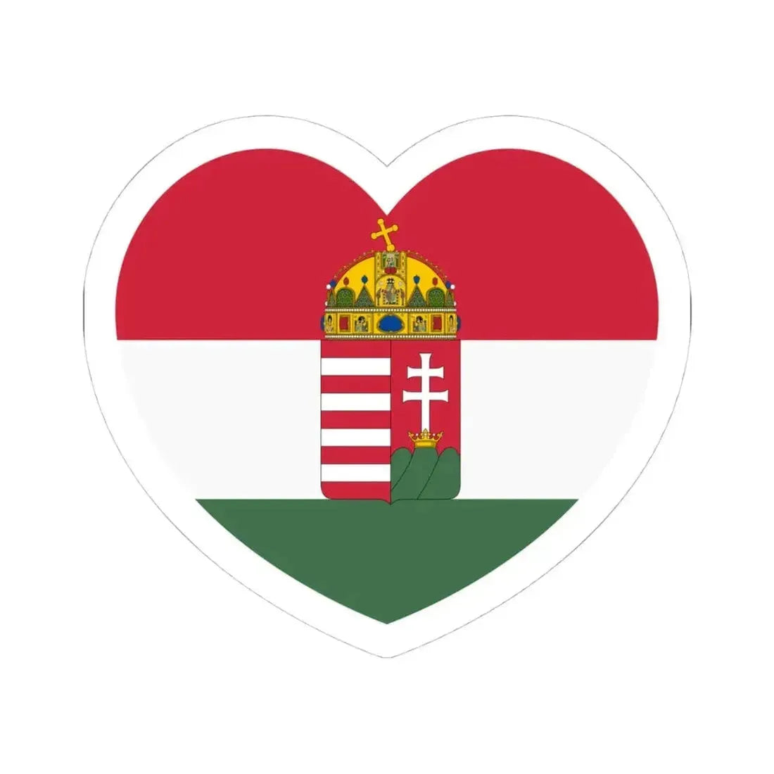 Heart Flag of Hungary 1848-1849, 1867-1869 - STICKER Vinyl Kiss-Cut Decal 4 Inch White - The Sticker Space