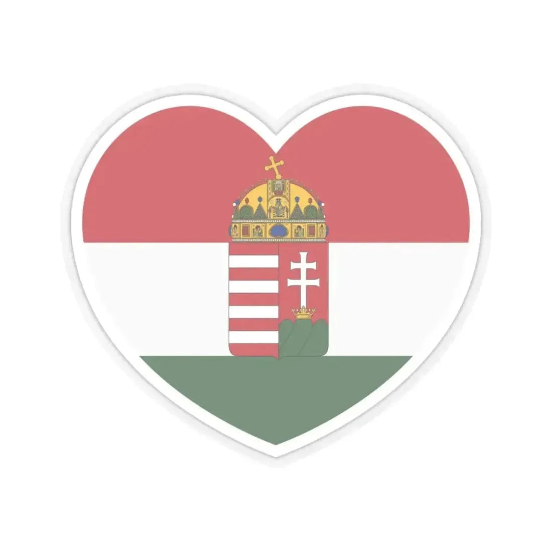 Heart Flag of Hungary 1848-1849, 1867-1869 - STICKER Vinyl Kiss-Cut Decal 6 Inch Transparent - The Sticker Space