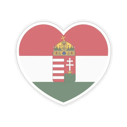 Heart Flag of Hungary 1848-1849, 1867-1869 - STICKER Vinyl Kiss-Cut Decal 6 Inch Transparent - The Sticker Space