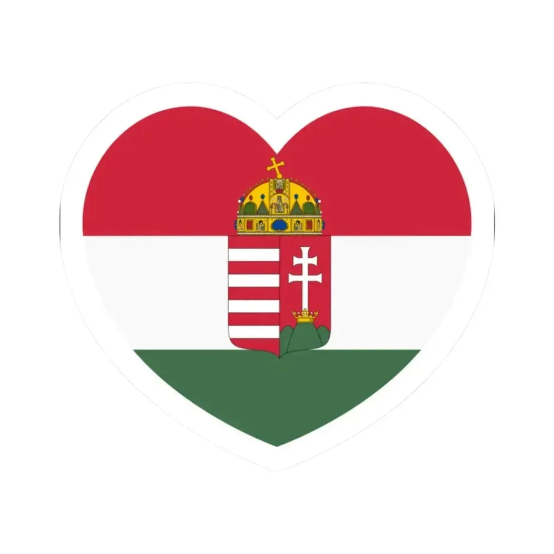 Heart Flag of Hungary 1869-1874 - STICKER Vinyl Kiss-Cut Decal 2 Inch White - The Sticker Space