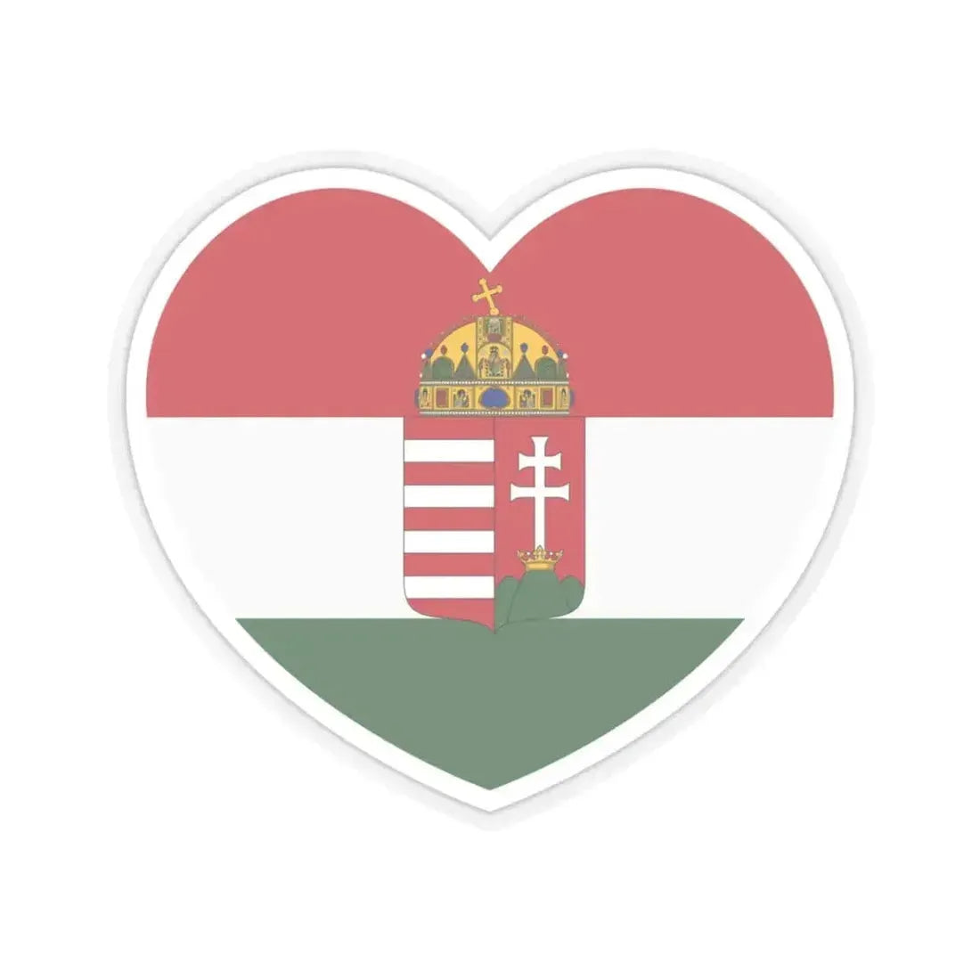 Heart Flag of Hungary 1869-1874 - STICKER Vinyl Kiss-Cut Decal 3 Inch Transparent - The Sticker Space