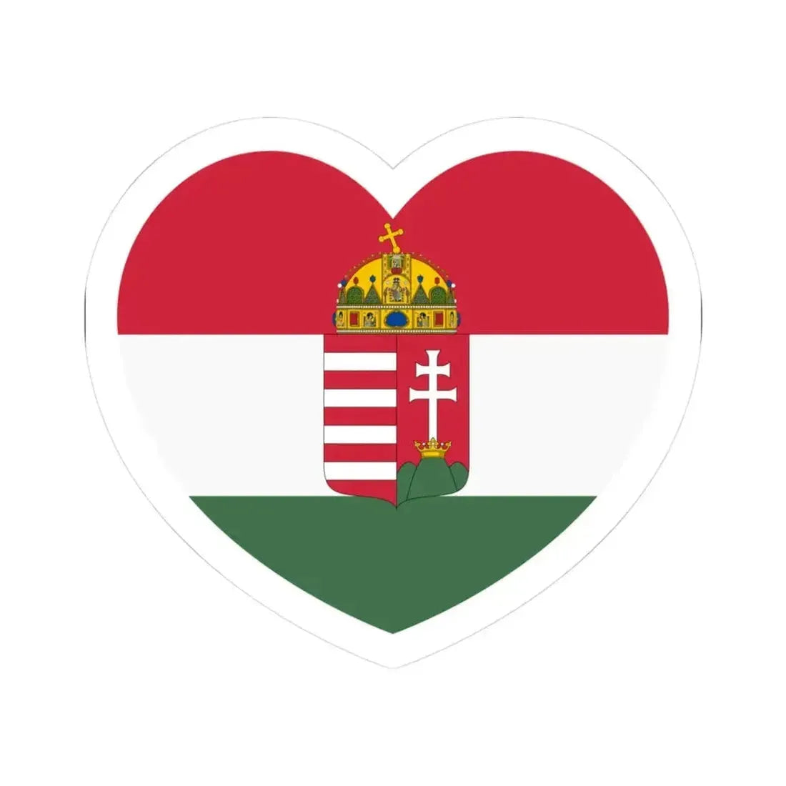 Heart Flag of Hungary 1869-1874 - STICKER Vinyl Kiss-Cut Decal 3 Inch White - The Sticker Space
