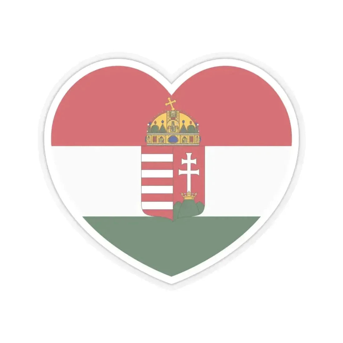 Heart Flag of Hungary 1869-1874 - STICKER Vinyl Kiss-Cut Decal 4 Inch Transparent - The Sticker Space