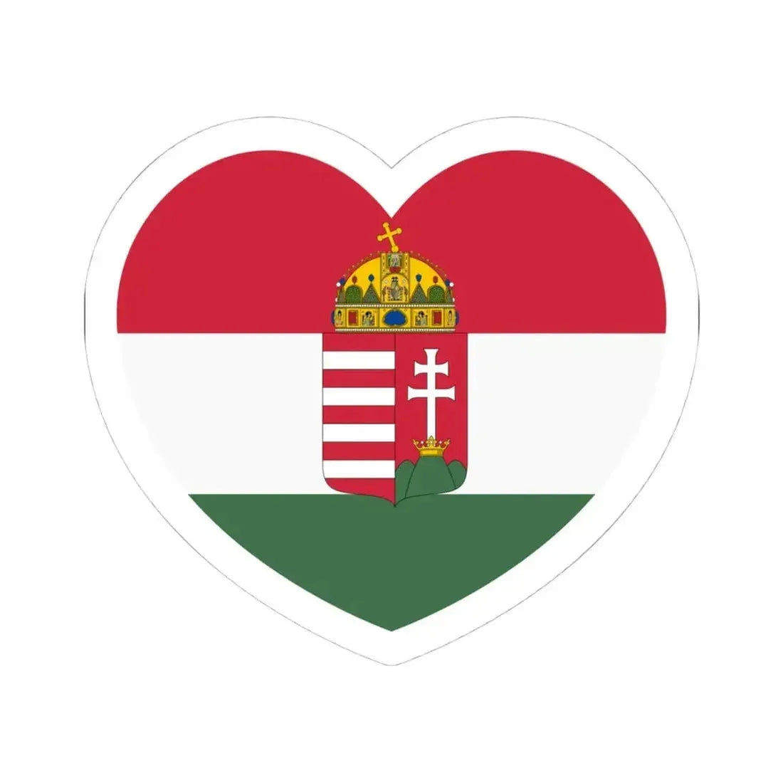 Heart Flag of Hungary 1869-1874 - STICKER Vinyl Kiss-Cut Decal 4 Inch White - The Sticker Space