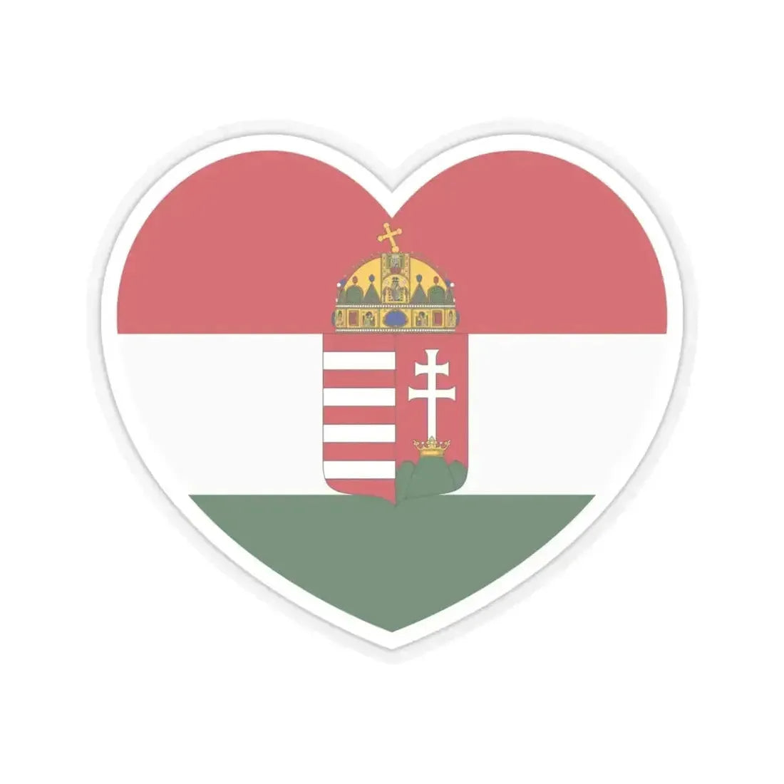 Heart Flag of Hungary 1869-1874 - STICKER Vinyl Kiss-Cut Decal 6 Inch Transparent - The Sticker Space