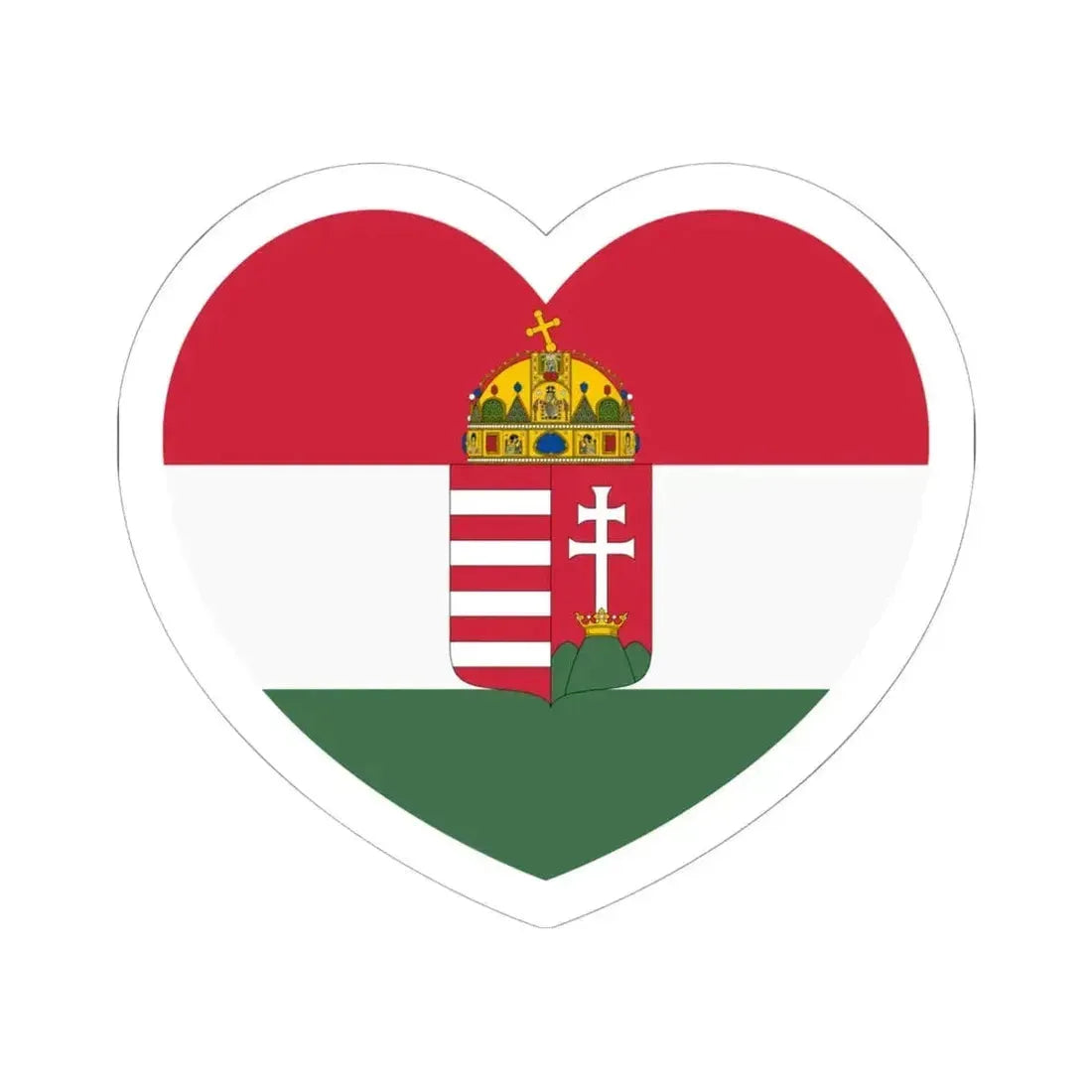 Heart Flag of Hungary 1869-1874 - STICKER Vinyl Kiss-Cut Decal 6 Inch White - The Sticker Space
