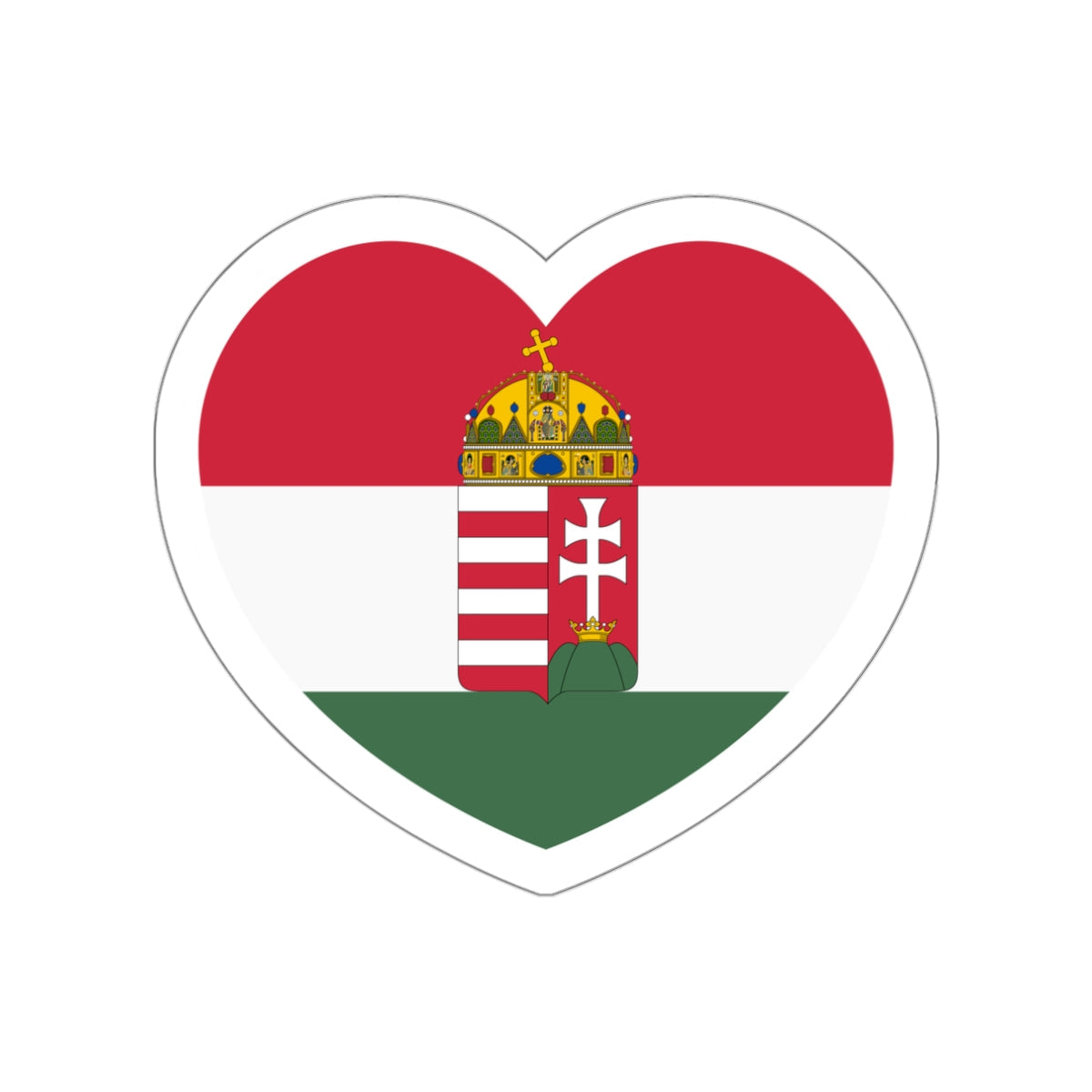 Heart Flag of Hungary 1874-1896 - STICKER Vinyl Die-Cut Decal-White-The Sticker Space