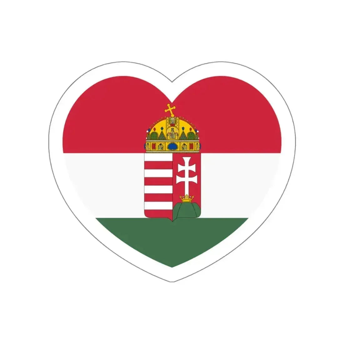 Heart Flag of Hungary 1874-1896 - STICKER Vinyl Die-Cut Decal White Die-Cut 5 Inch - The Sticker Space