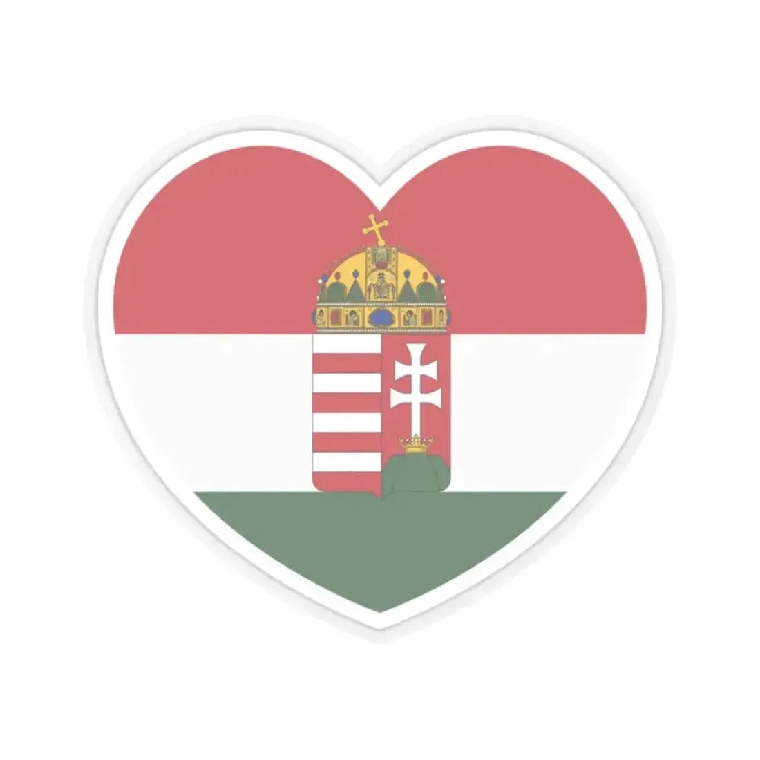 Heart Flag of Hungary 1874-1896 - STICKER Vinyl Kiss-Cut Decal 2 Inch Transparent - The Sticker Space