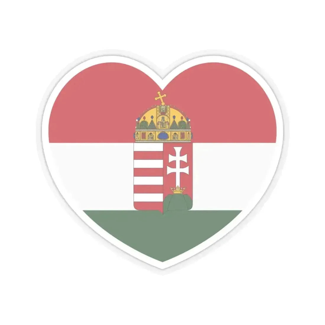 Heart Flag of Hungary 1874-1896 - STICKER Vinyl Kiss-Cut Decal 4 Inch Transparent - The Sticker Space