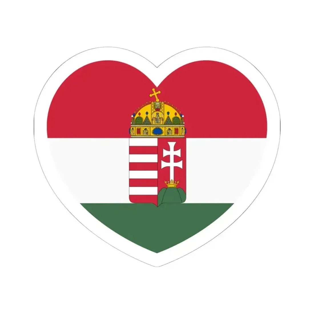 Heart Flag of Hungary 1874-1896 - STICKER Vinyl Kiss-Cut Decal 6 Inch White - The Sticker Space