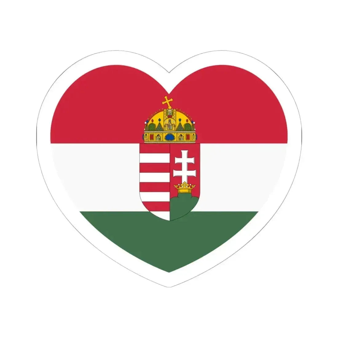 Heart Flag of Hungary 1896-1915 - STICKER Vinyl Kiss-Cut Decal 6 Inch White - The Sticker Space
