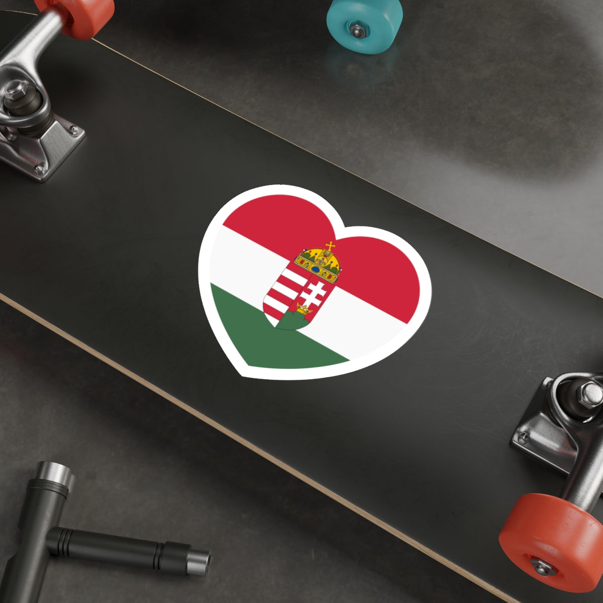 Heart Flag of Hungary 1915-1918, 1919-1946 - STICKER Vinyl Die-Cut Decal-The Sticker Space