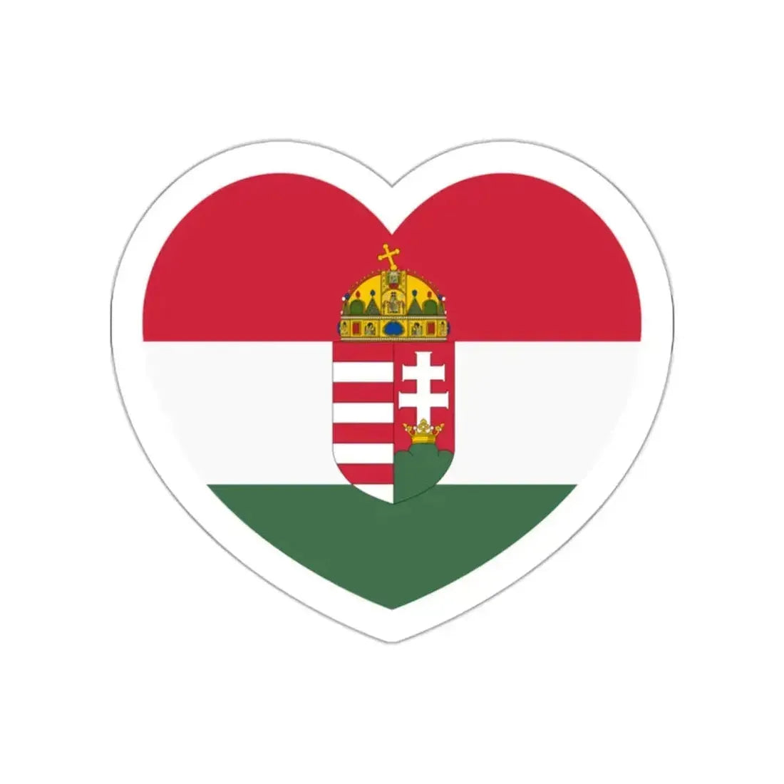 Heart Flag of Hungary 1915-1918, 1919-1946 - STICKER Vinyl Die-Cut Decal White Die-Cut 2 Inch - The Sticker Space