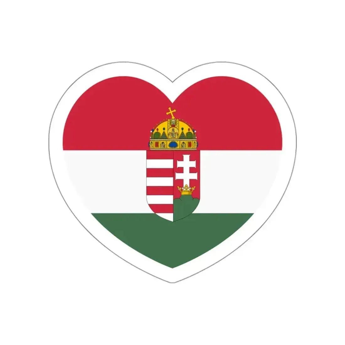 Heart Flag of Hungary 1915-1918, 1919-1946 - STICKER Vinyl Die-Cut Decal White Die-Cut 3 Inch - The Sticker Space