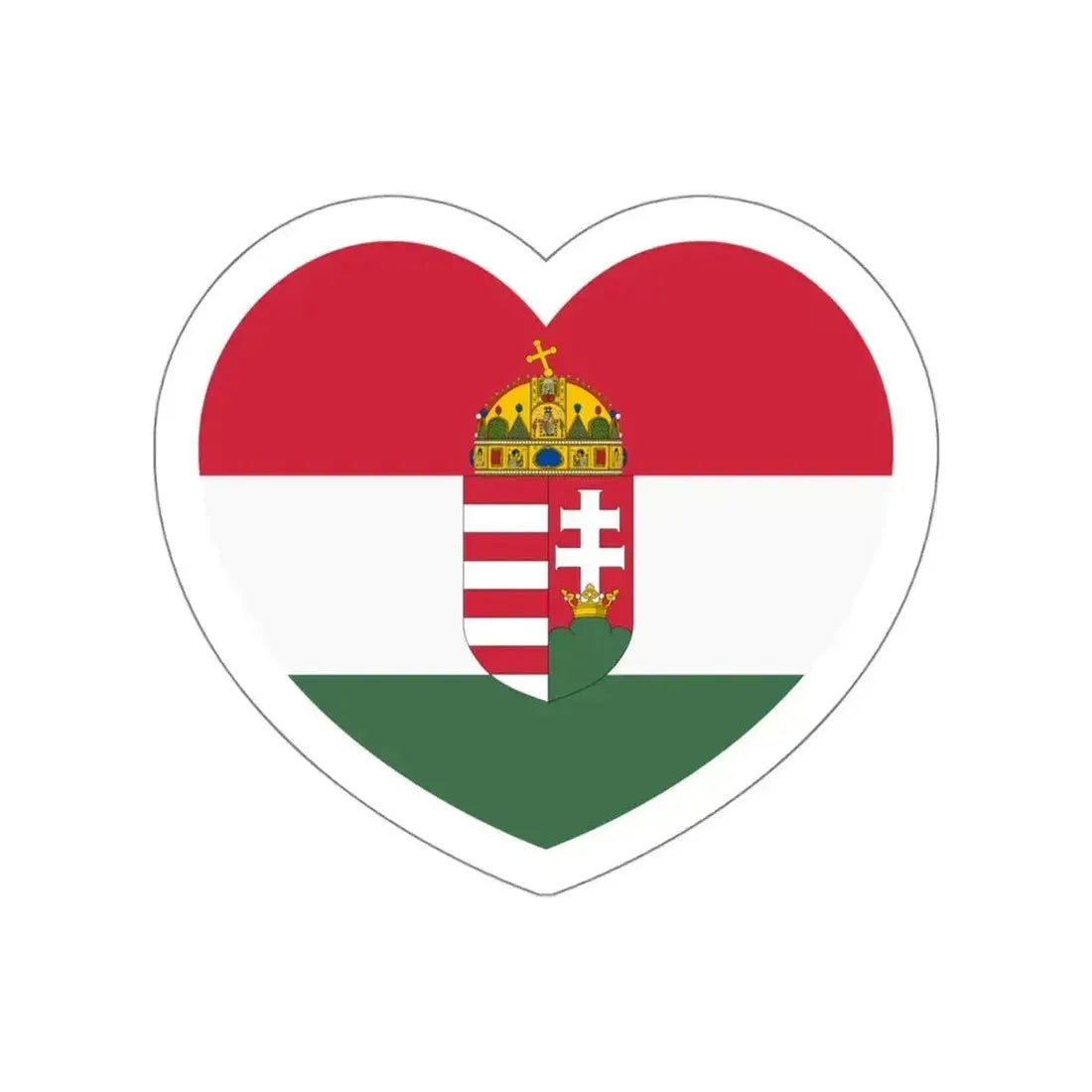 Heart Flag of Hungary 1915-1918, 1919-1946 - STICKER Vinyl Die-Cut Decal White Die-Cut 6 Inch - The Sticker Space