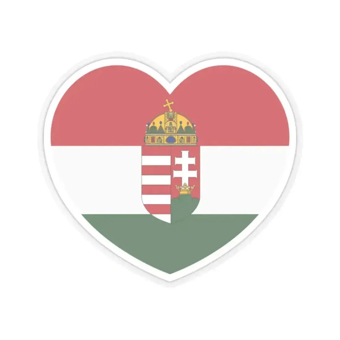 Heart Flag of Hungary 1915-1918, 1919-1946 - STICKER Vinyl Kiss-Cut Decal 2 Inch Transparent - The Sticker Space