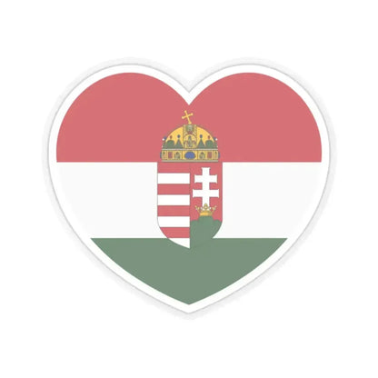 Heart Flag of Hungary 1915-1918, 1919-1946 - STICKER Vinyl Kiss-Cut Decal 2 Inch Transparent - The Sticker Space