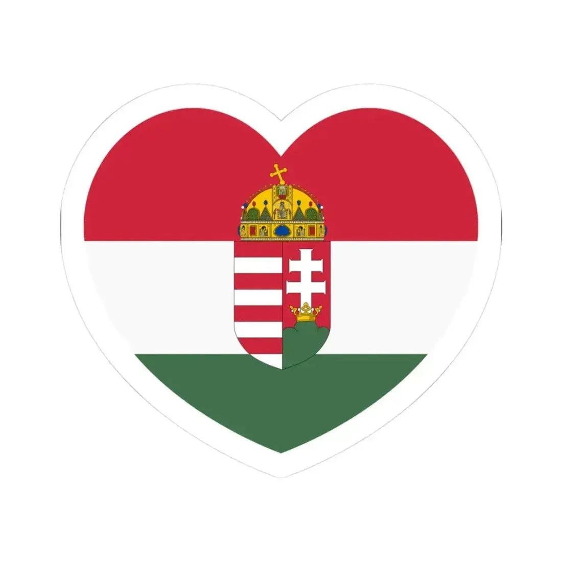 Heart Flag of Hungary 1915-1918, 1919-1946 - STICKER Vinyl Kiss-Cut Decal 3 Inch White - The Sticker Space
