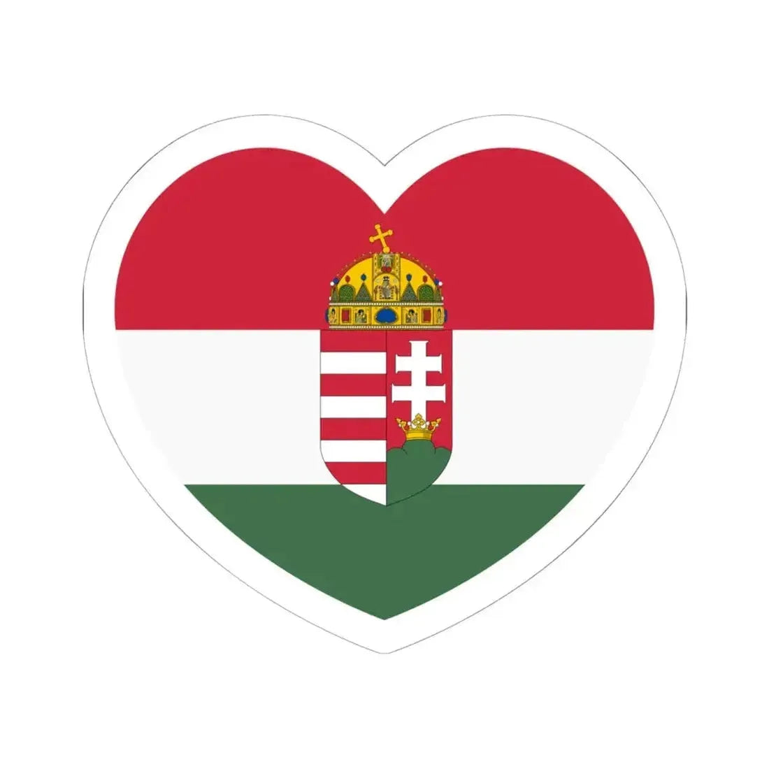 Heart Flag of Hungary 1915-1918, 1919-1946 - STICKER Vinyl Kiss-Cut Decal 6 Inch White - The Sticker Space
