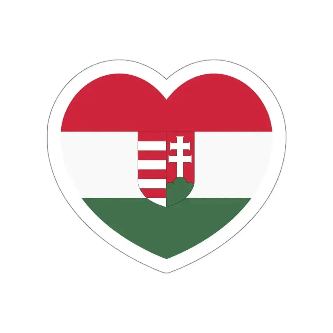 Heart Flag of Hungary 1918-1919 - STICKER Vinyl Die-Cut Decal White Die-Cut 3 Inch - The Sticker Space