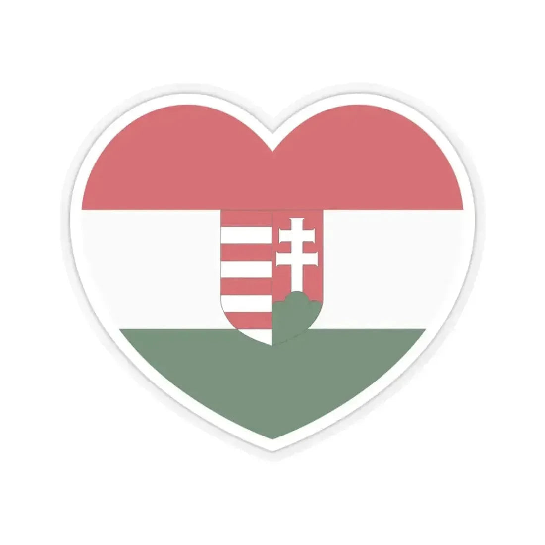 Heart Flag of Hungary 1918-1919 - STICKER Vinyl Kiss-Cut Decal 3 Inch Transparent - The Sticker Space