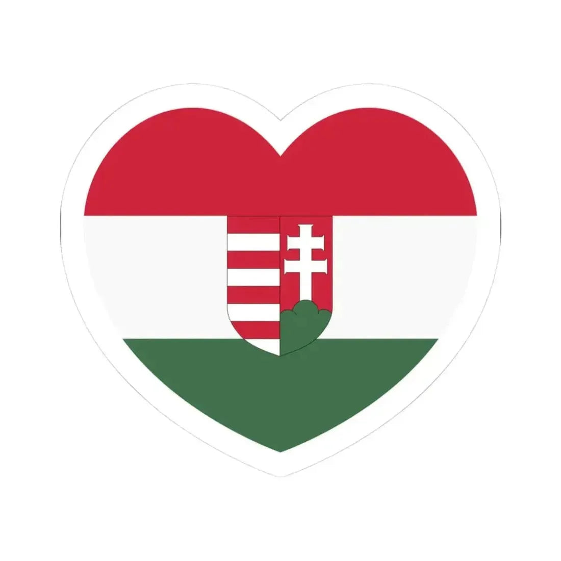 Heart Flag of Hungary 1918-1919 - STICKER Vinyl Kiss-Cut Decal 3 Inch White - The Sticker Space