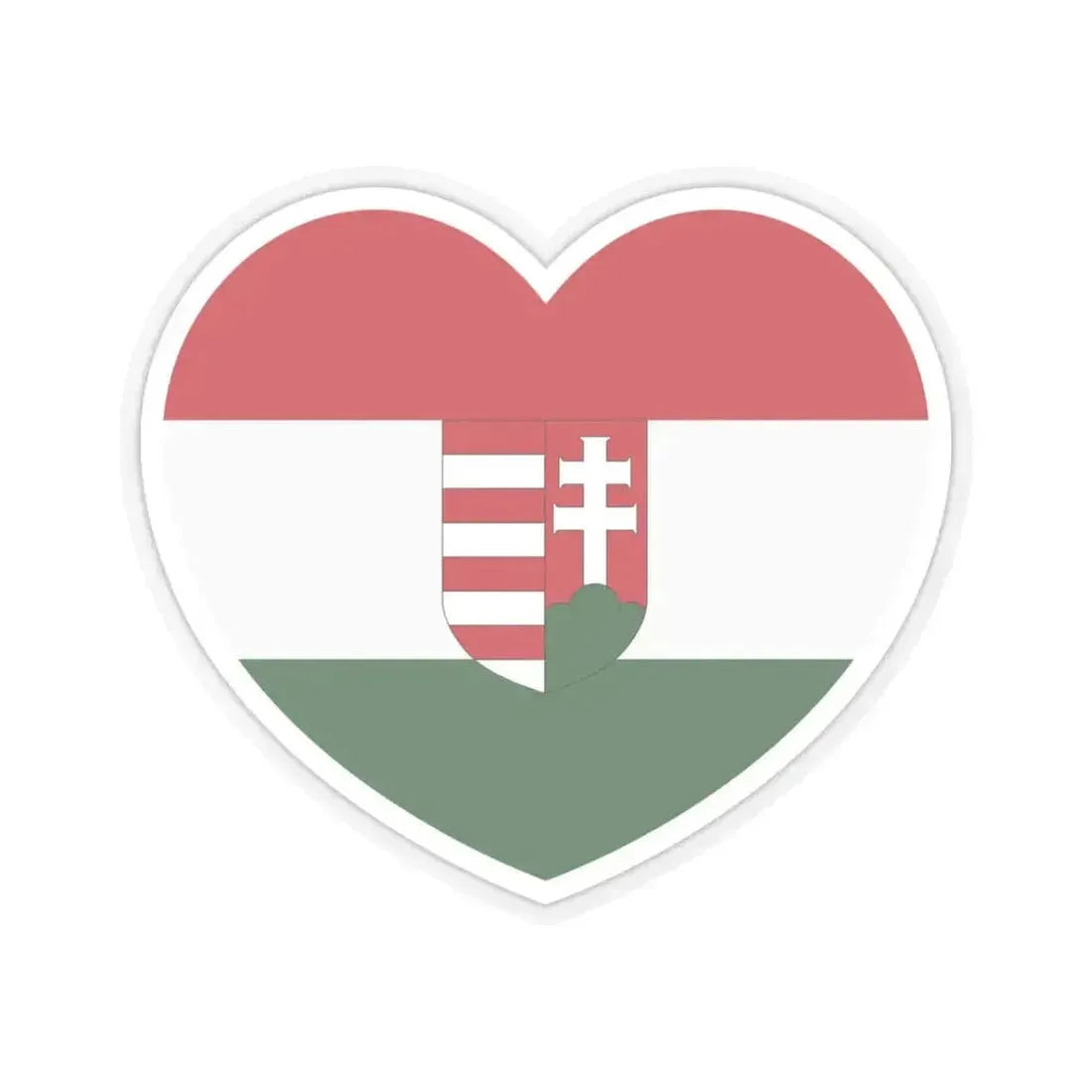 Heart Flag of Hungary 1918-1919 - STICKER Vinyl Kiss-Cut Decal 4 Inch Transparent - The Sticker Space