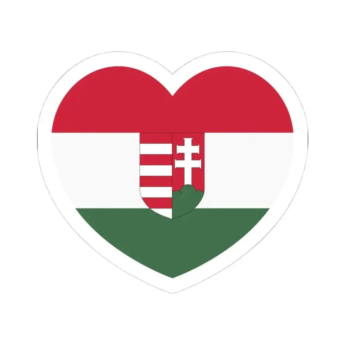 Heart Flag of Hungary 1918-1919 - STICKER Vinyl Kiss-Cut Decal 4 Inch White - The Sticker Space