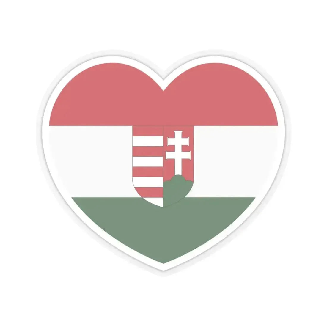 Heart Flag of Hungary 1918-1919 - STICKER Vinyl Kiss-Cut Decal 6 Inch Transparent - The Sticker Space
