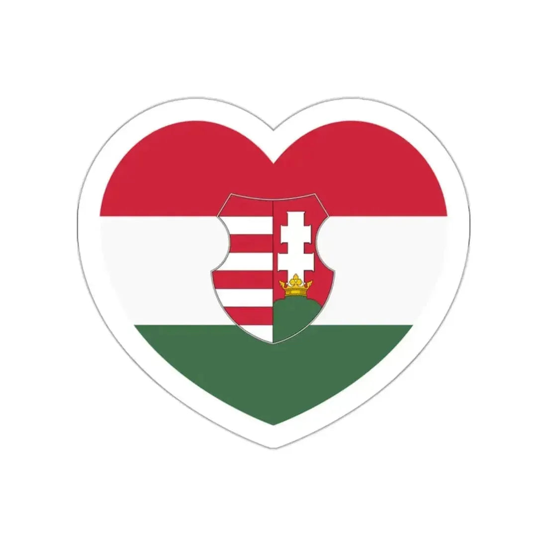 Heart Flag of Hungary 1946-1949, 1956-1957 - STICKER Vinyl Die-Cut Decal White Die-Cut 2 Inch - The Sticker Space