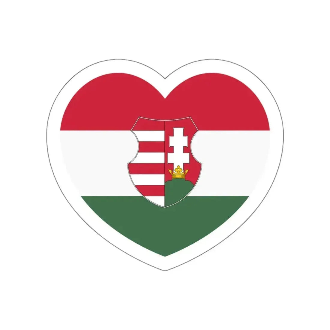 Heart Flag of Hungary 1946-1949, 1956-1957 - STICKER Vinyl Die-Cut Decal White Die-Cut 5 Inch - The Sticker Space