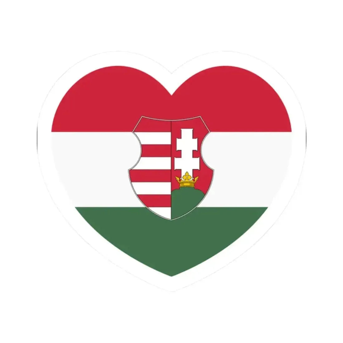 Heart Flag of Hungary 1946-1949, 1956-1957 - STICKER Vinyl Kiss-Cut Decal 2 Inch White - The Sticker Space