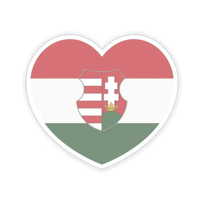 Heart Flag of Hungary 1946-1949, 1956-1957 - STICKER Vinyl Kiss-Cut Decal 3 Inch Transparent - The Sticker Space