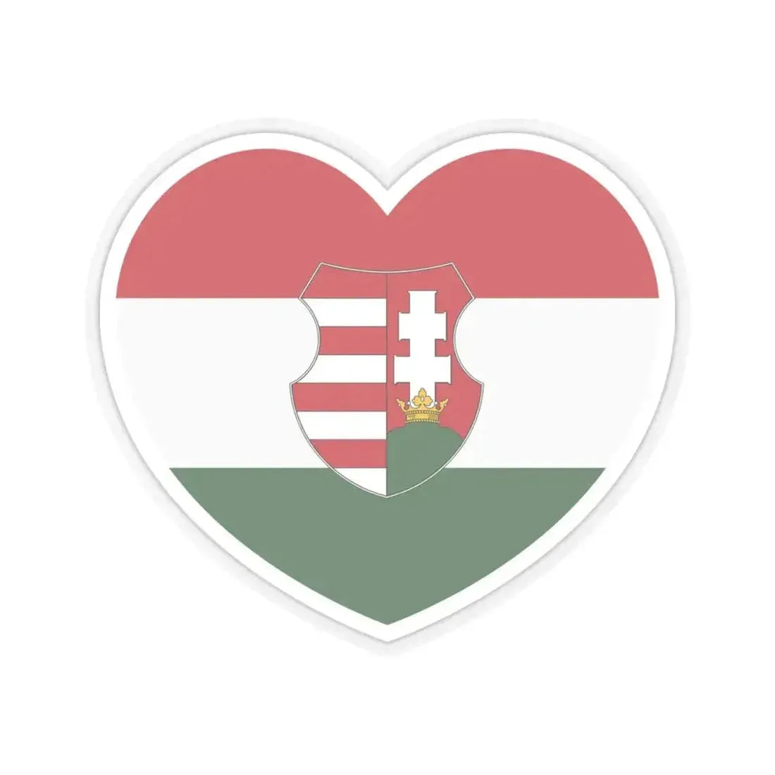 Heart Flag of Hungary 1946-1949, 1956-1957 - STICKER Vinyl Kiss-Cut Decal 4 Inch Transparent - The Sticker Space