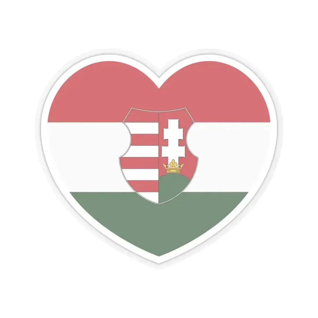Heart Flag of Hungary 1946-1949, 1956-1957 - STICKER Vinyl Kiss-Cut Decal 6 Inch Transparent - The Sticker Space