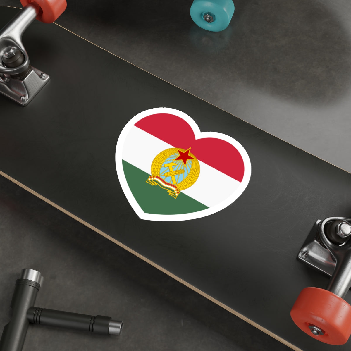 Heart Flag of Hungary 1949-1956 - STICKER Vinyl Die-Cut Decal-The Sticker Space