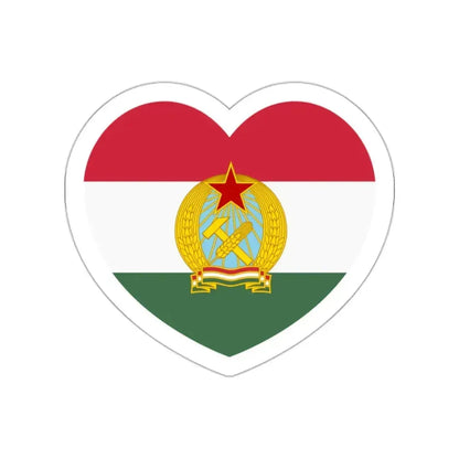 Heart Flag of Hungary 1949-1956 - STICKER Vinyl Die-Cut Decal White Die-Cut 2 Inch - The Sticker Space