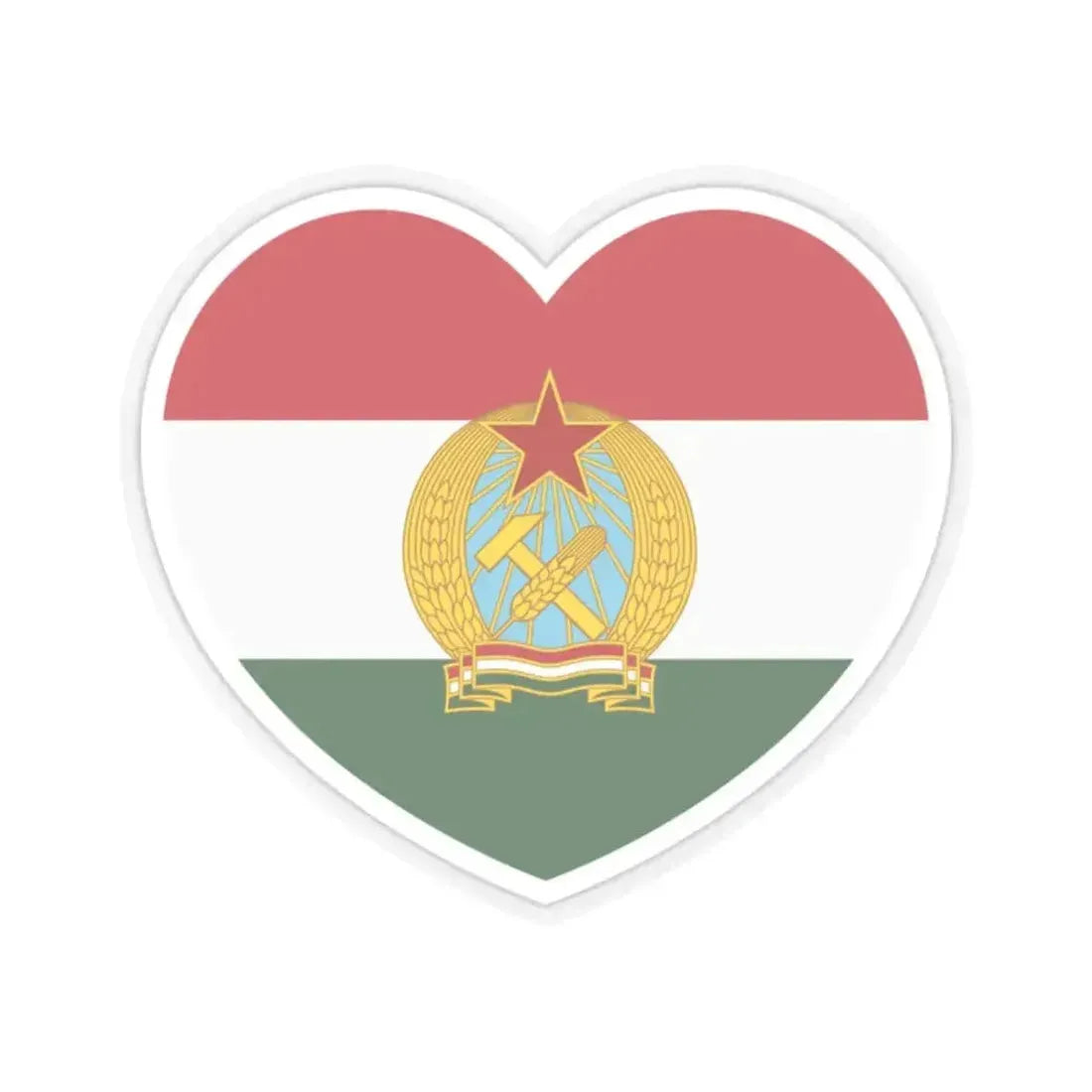 Heart Flag of Hungary 1949-1956 - STICKER Vinyl Kiss-Cut Decal 2 Inch Transparent - The Sticker Space